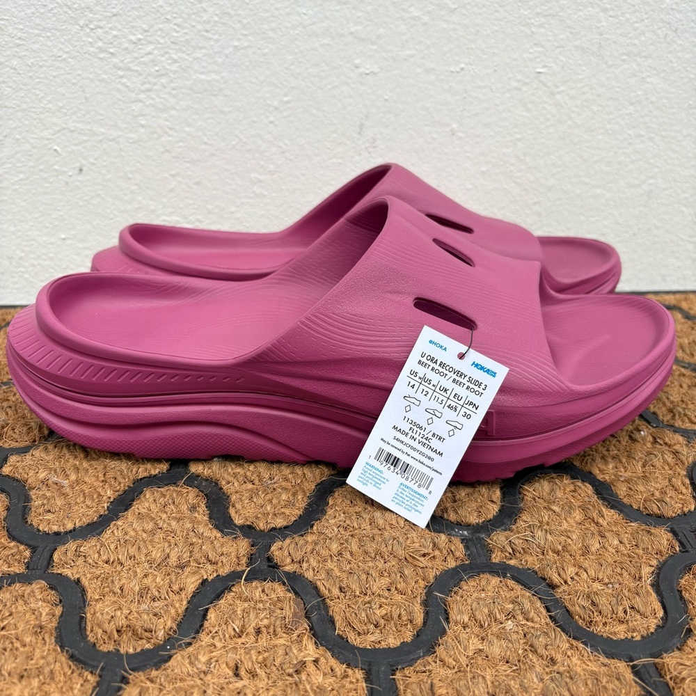 Hoka One One Ora Recovery Slide 3 Mens Size 12 Beet Root Purple Sandals NEW